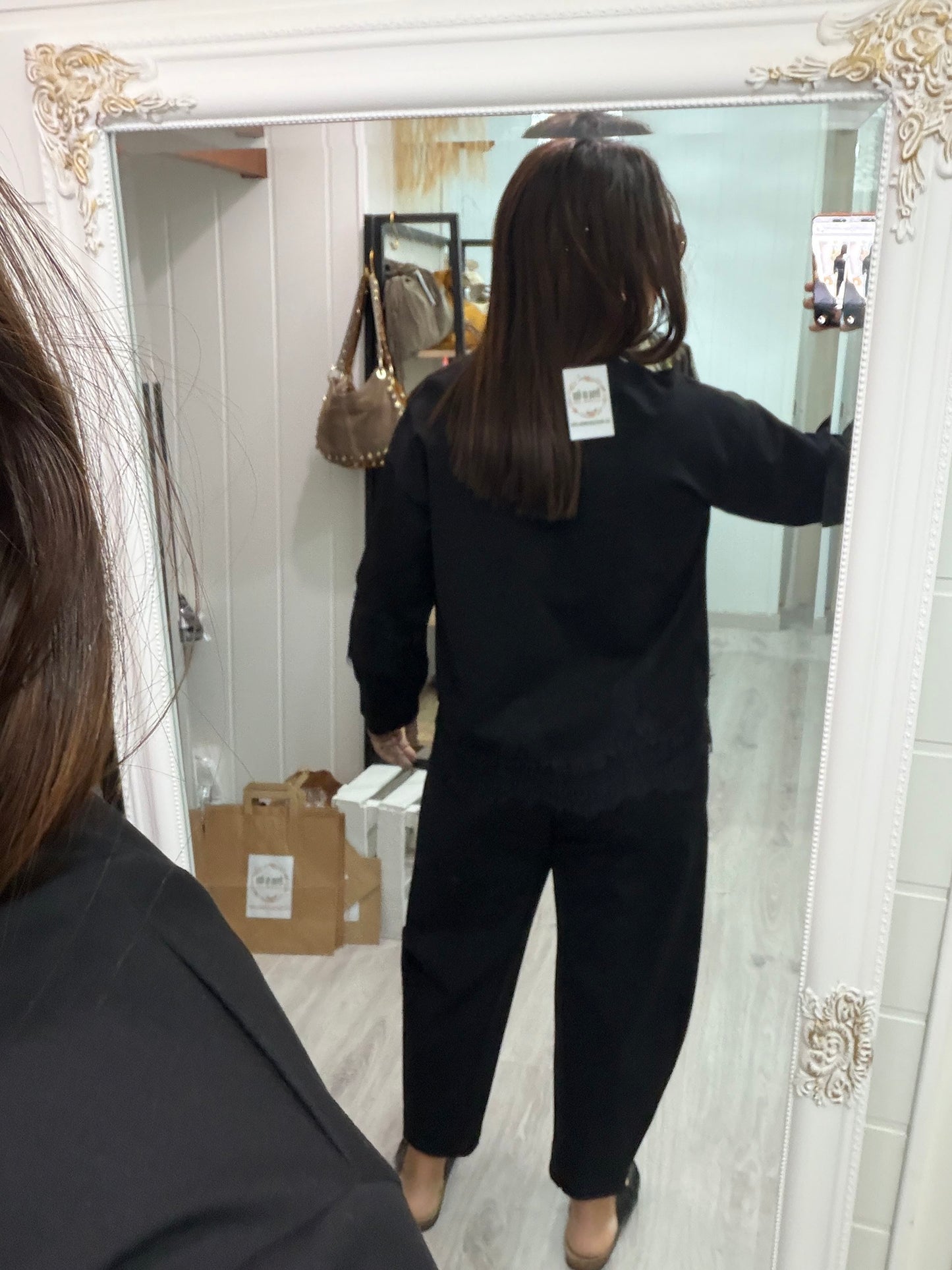 Sudadera Lace punto roma negro