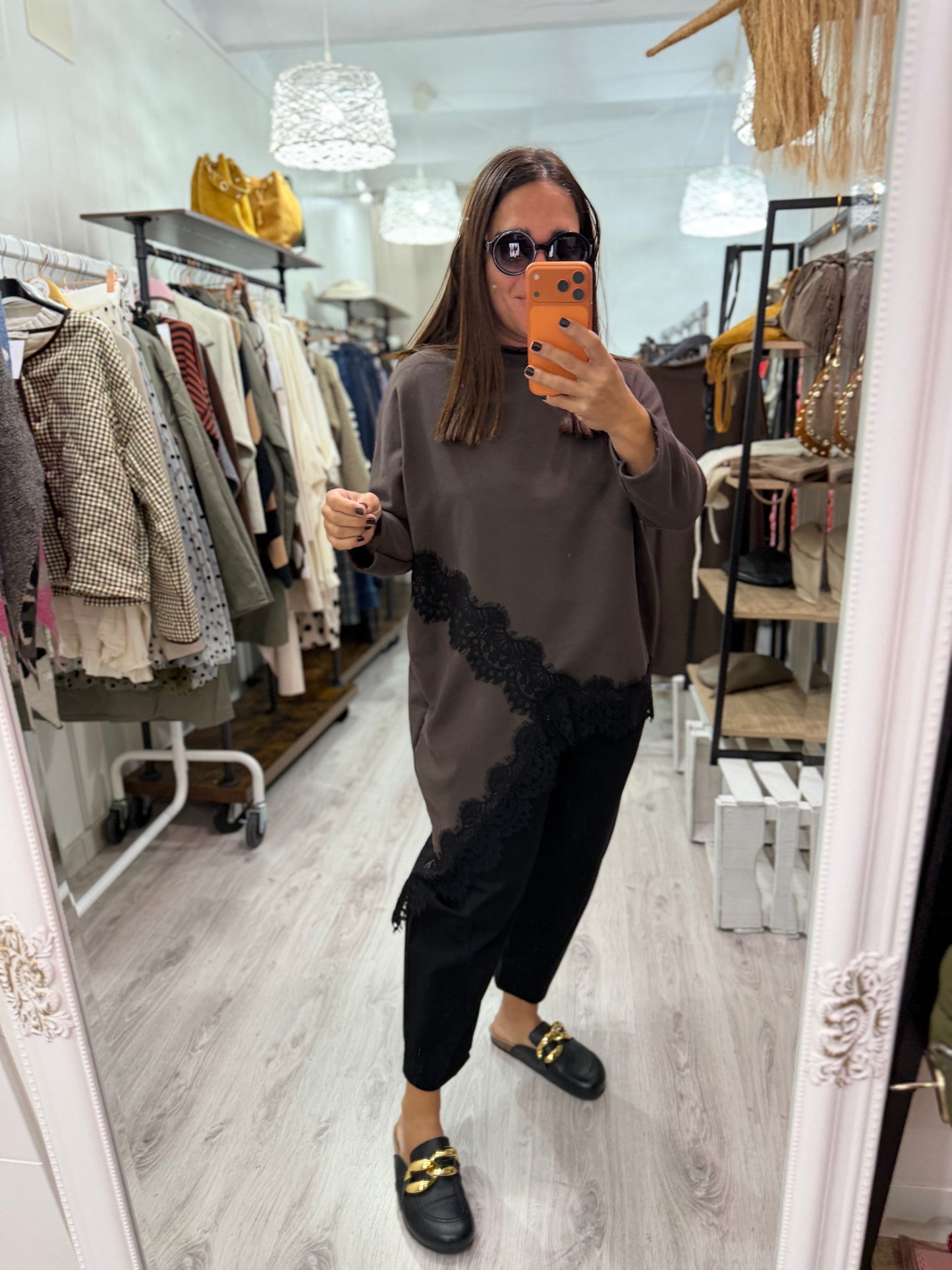 Sudadera Pico lencera chocolate