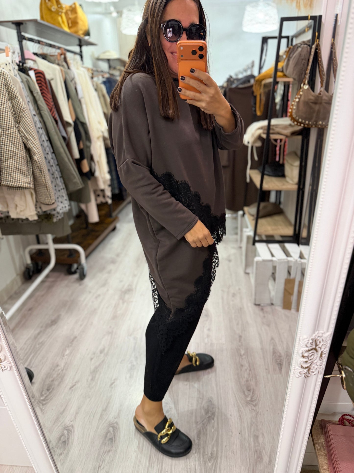 Sudadera Pico lencera chocolate