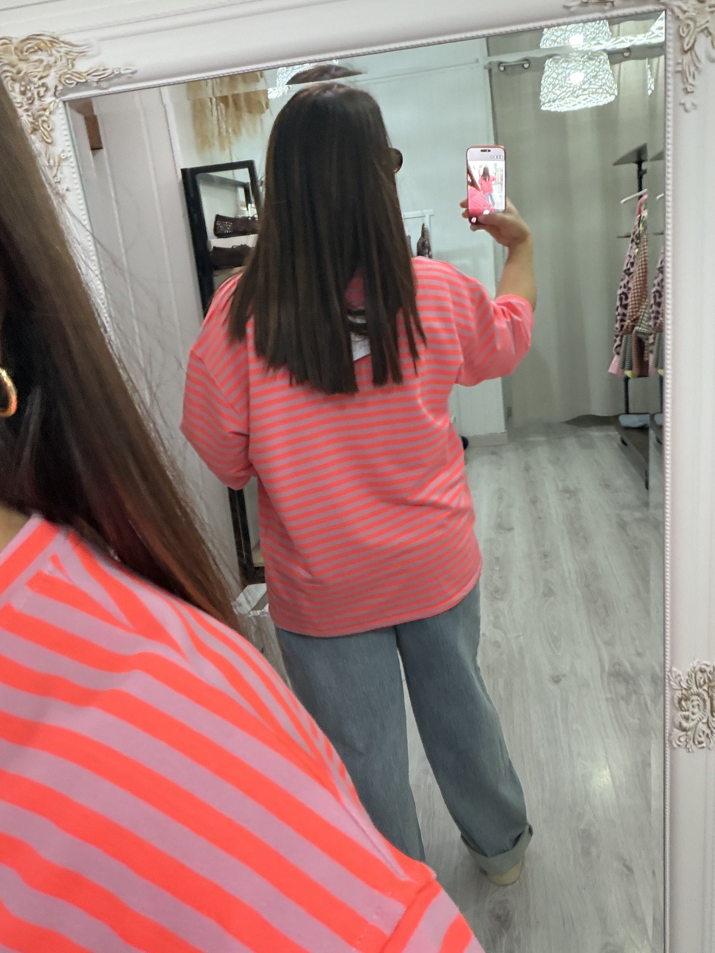 Sudadera Amour Club fluor naranja y fucsia