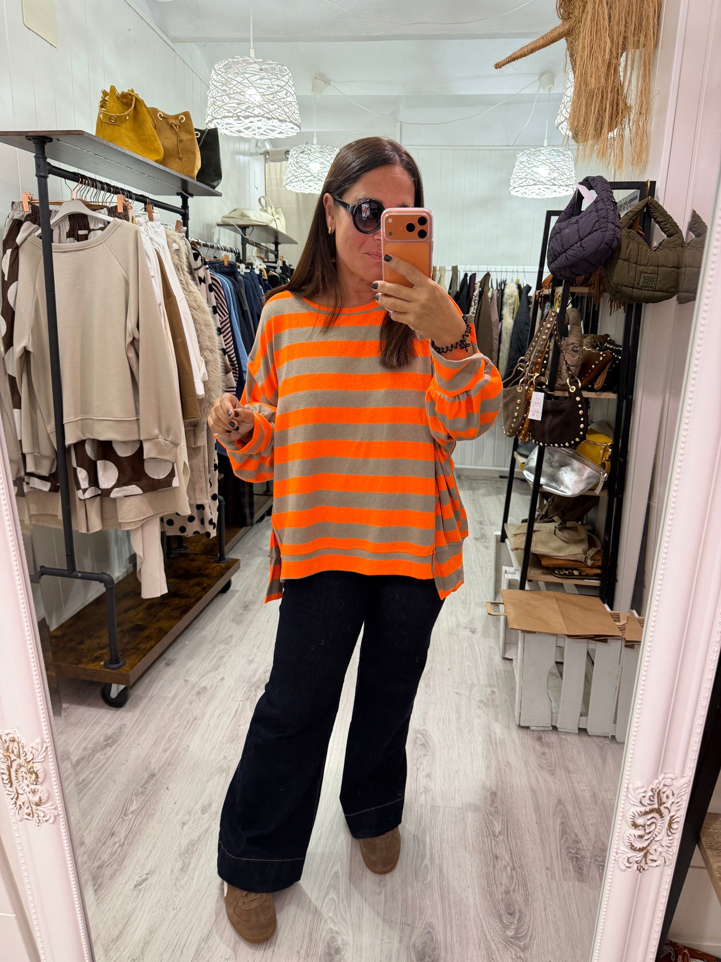 Sudadera Rugby oversize naranja fluor