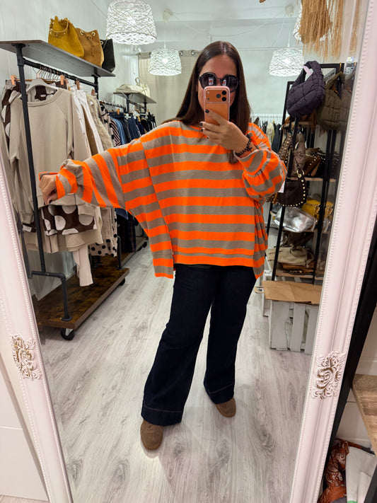 Sudadera Rugby oversize naranja fluor