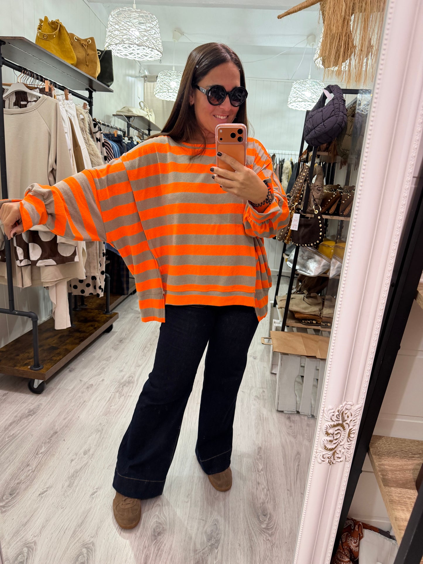 Sudadera Rugby oversize naranja fluor