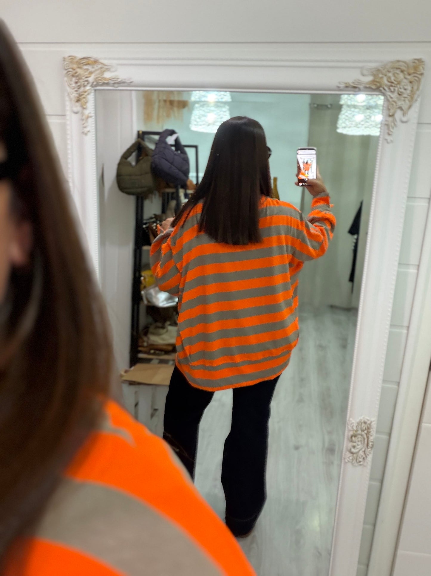 Sudadera Rugby oversize naranja fluor