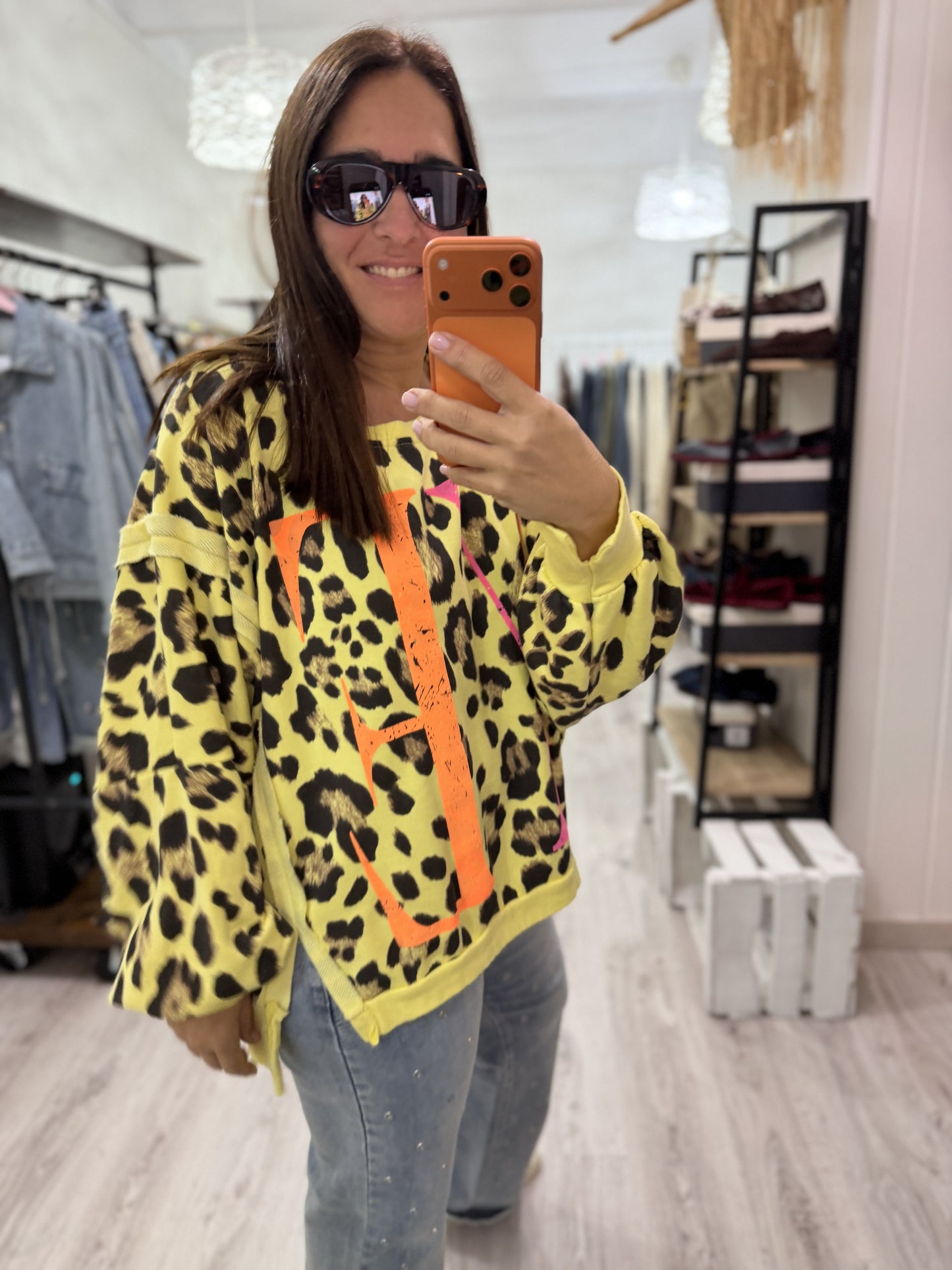 Sudadera Yeah oversize fluor amarillo