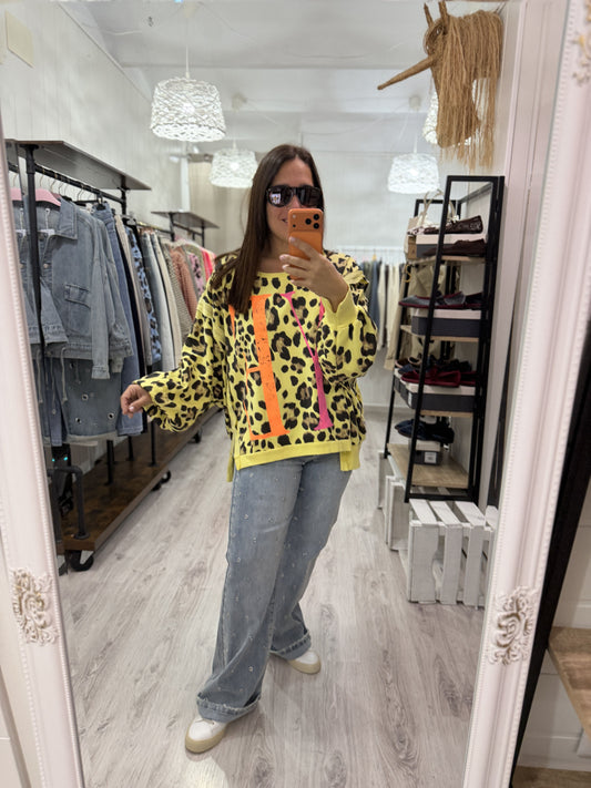 Sudadera Yeah oversize fluor amarillo