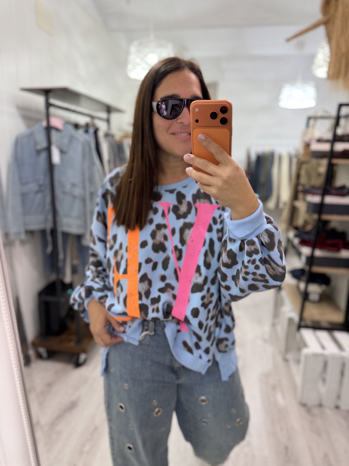 Sudadera Yeah oversize fluor azul