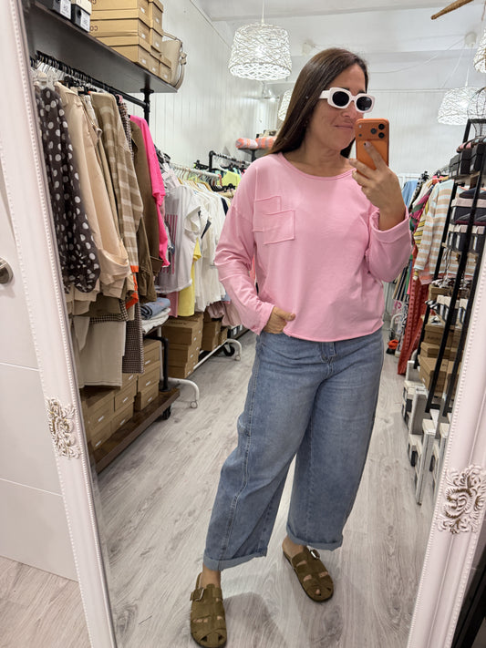 Sudadera Bolsillos rosa