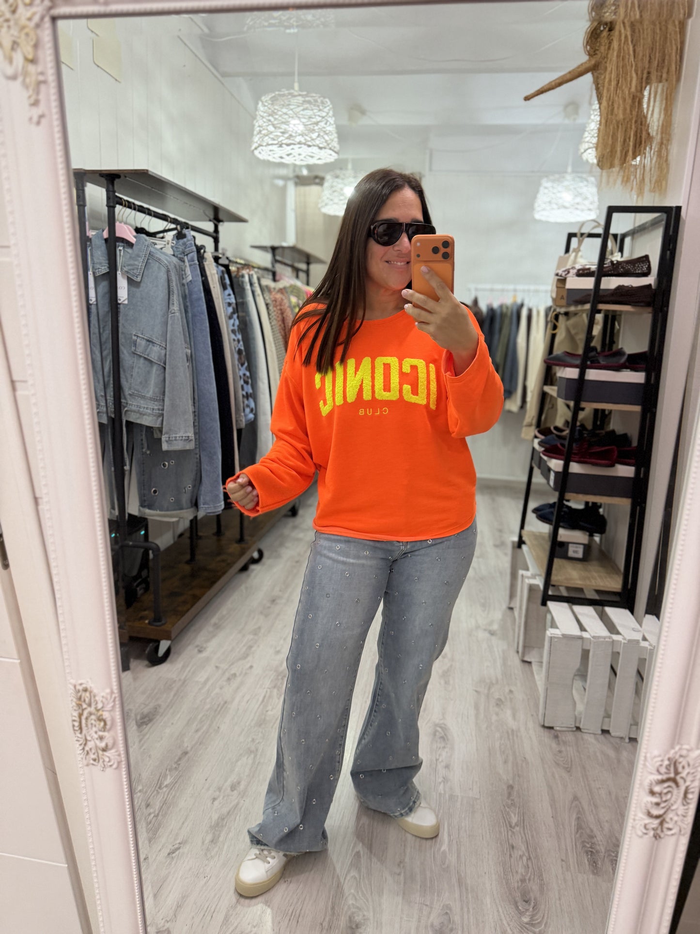 Sudadera Iconic Fluor naranja