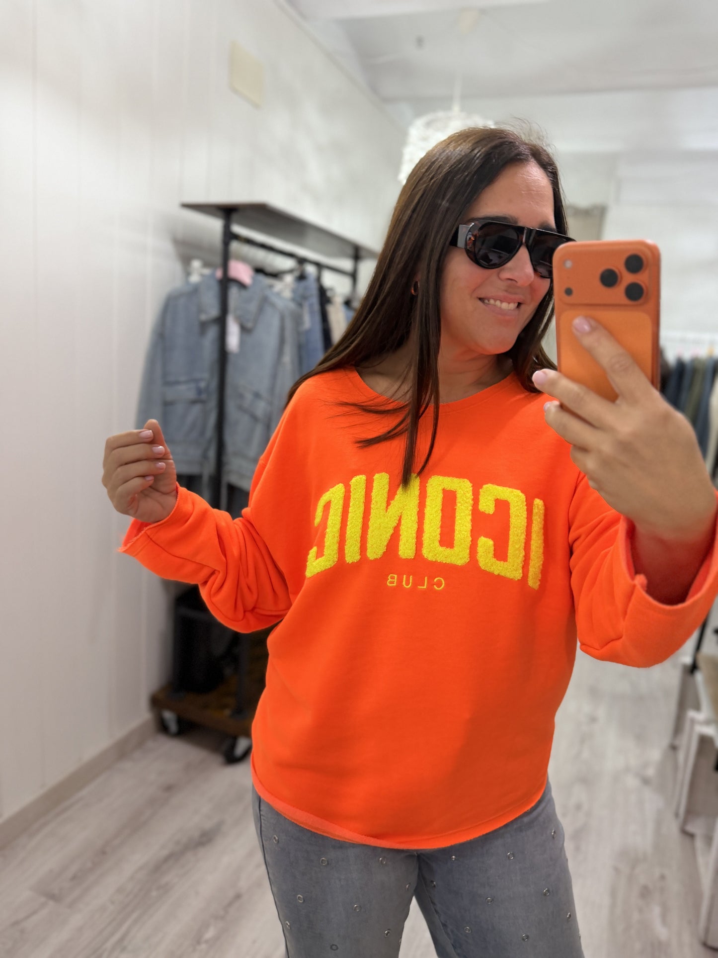 Sudadera Iconic Fluor naranja