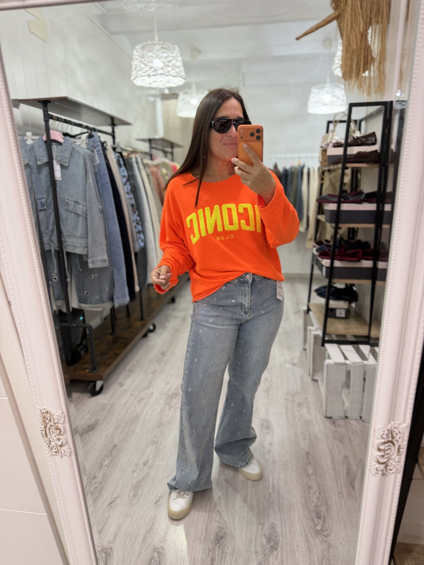 Sudadera Iconic Fluor naranja