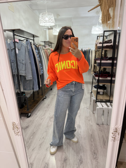 Sudadera Iconic Fluor naranja