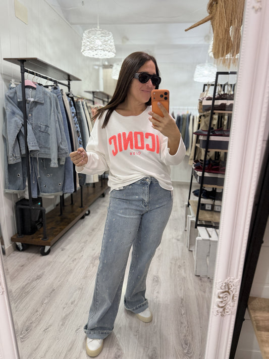 Pantalón Tachas jeans wide leg