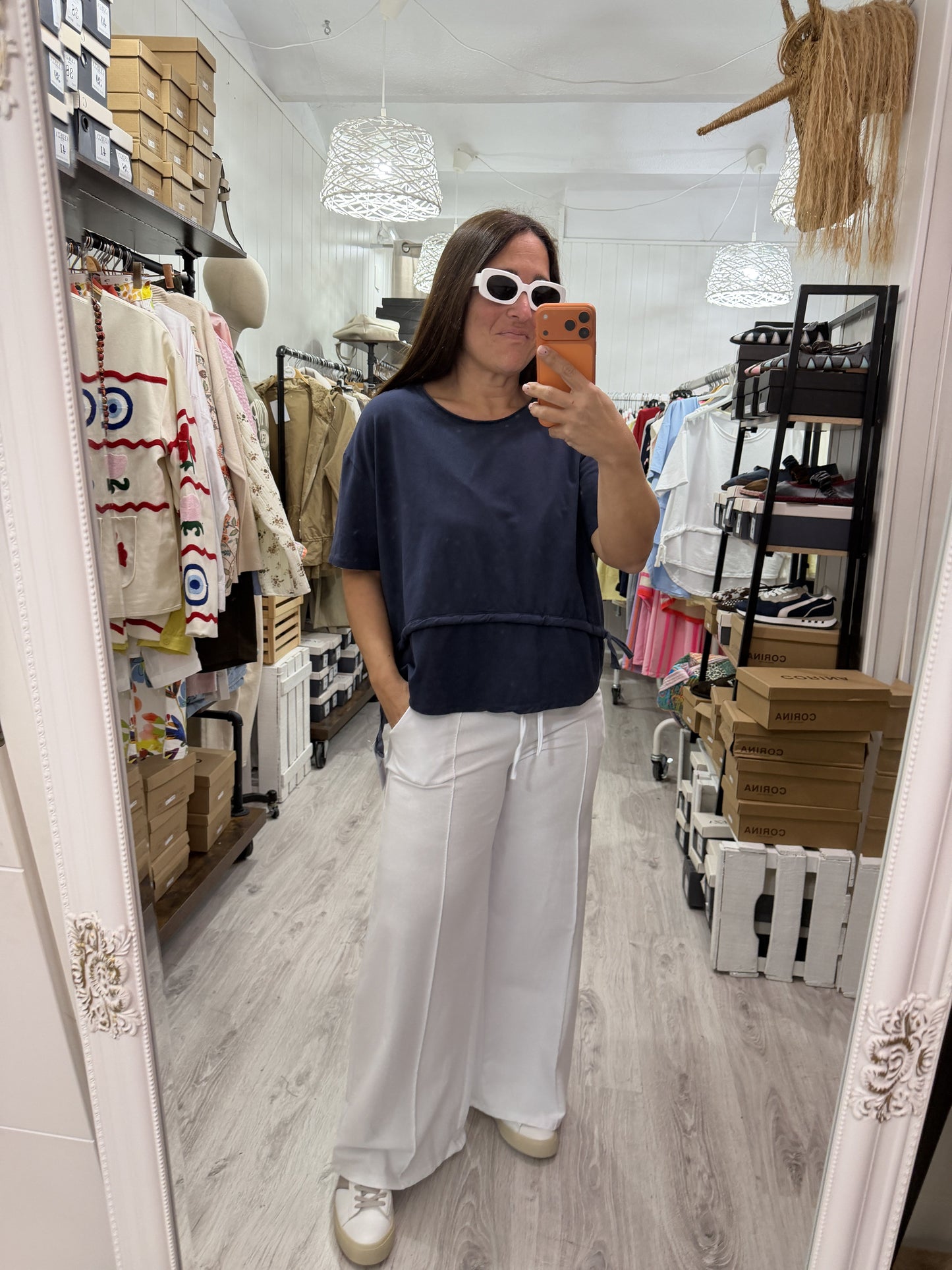Pantalón Jogger costuras blanco