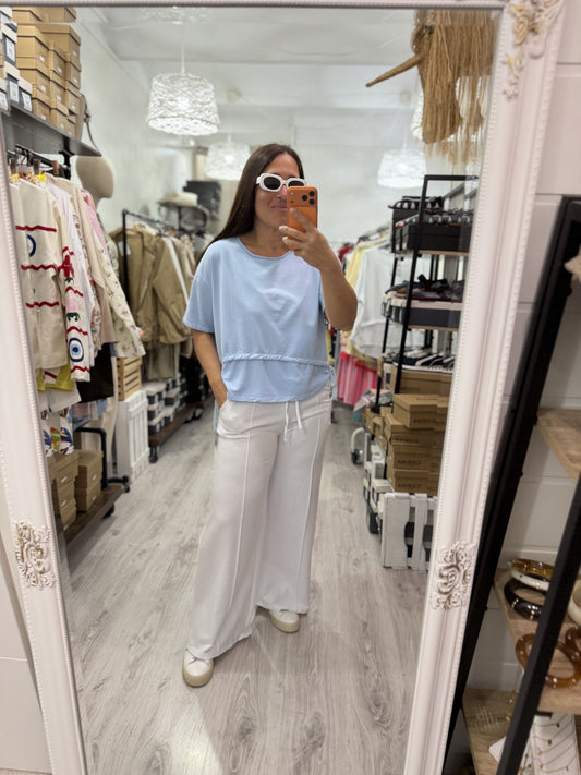 Pantalón Jogger costuras blanco