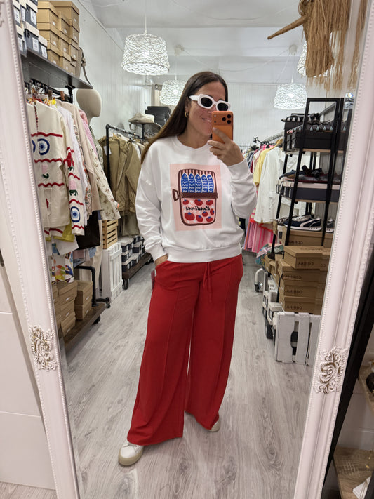 Pantalón Jogger costuras Rojo