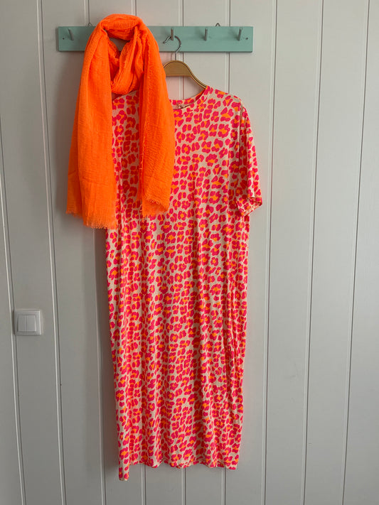 Vestido Animal Print naranja fluor