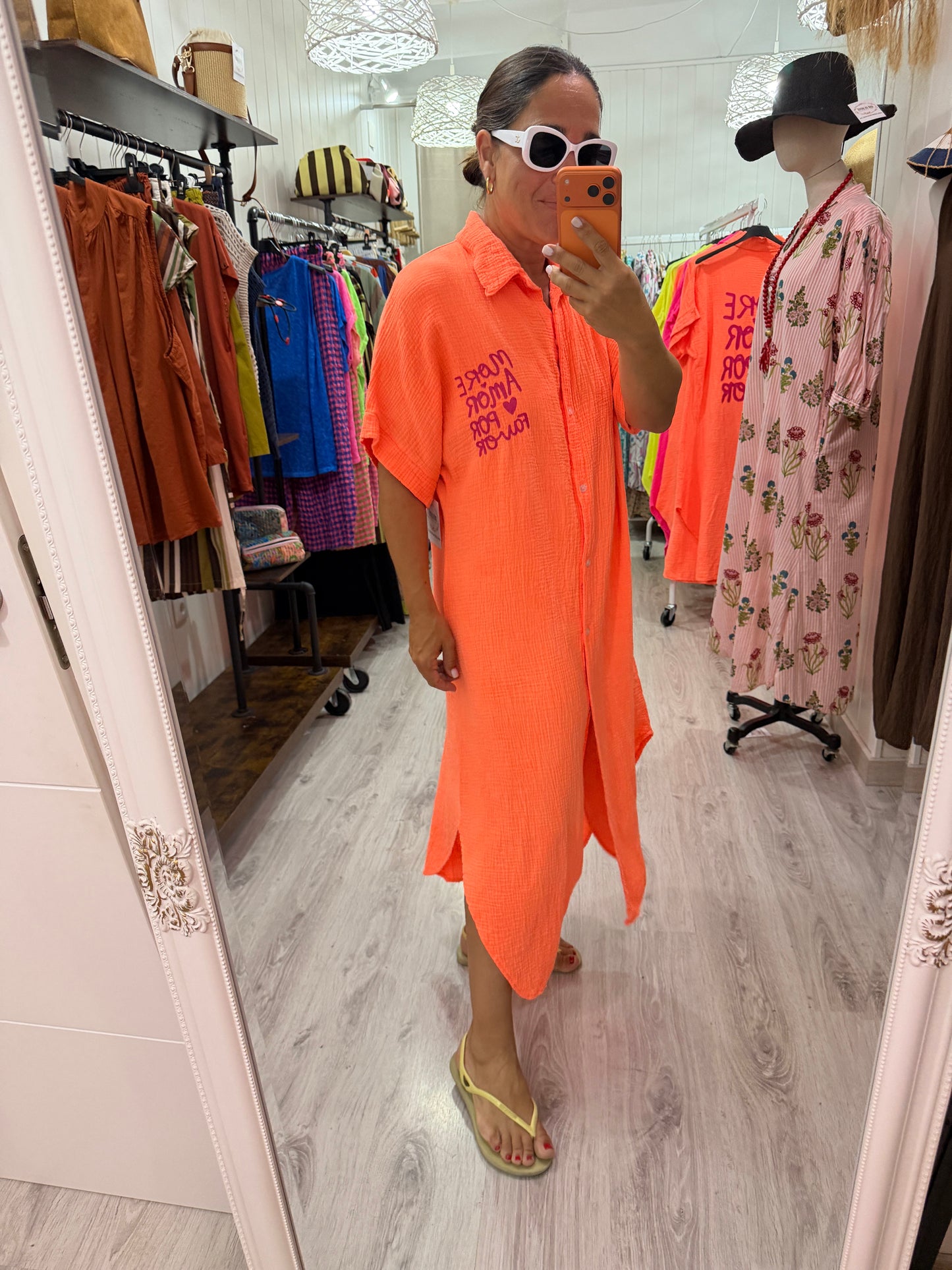 Vestido More Amor bambula naranja