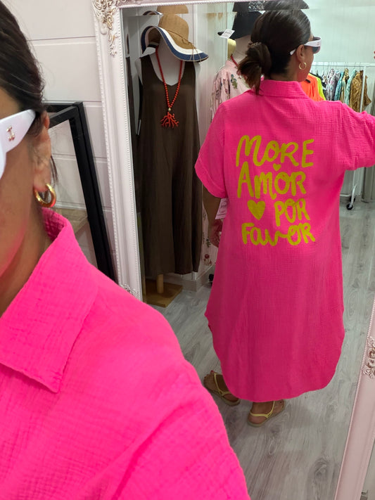 Vestido More Amor bambula fucsia