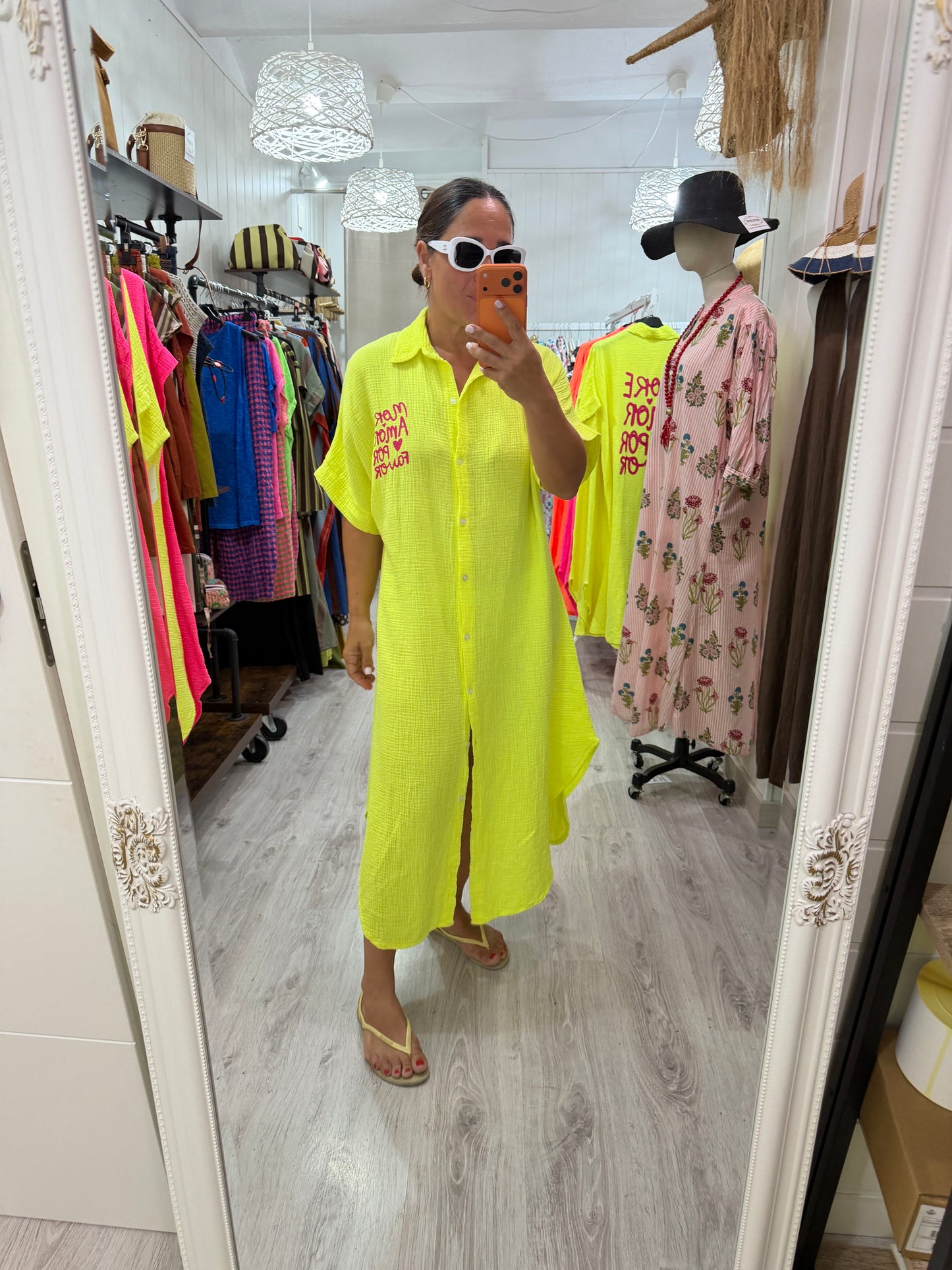 Vestido More Amor bambula amarillo fluor