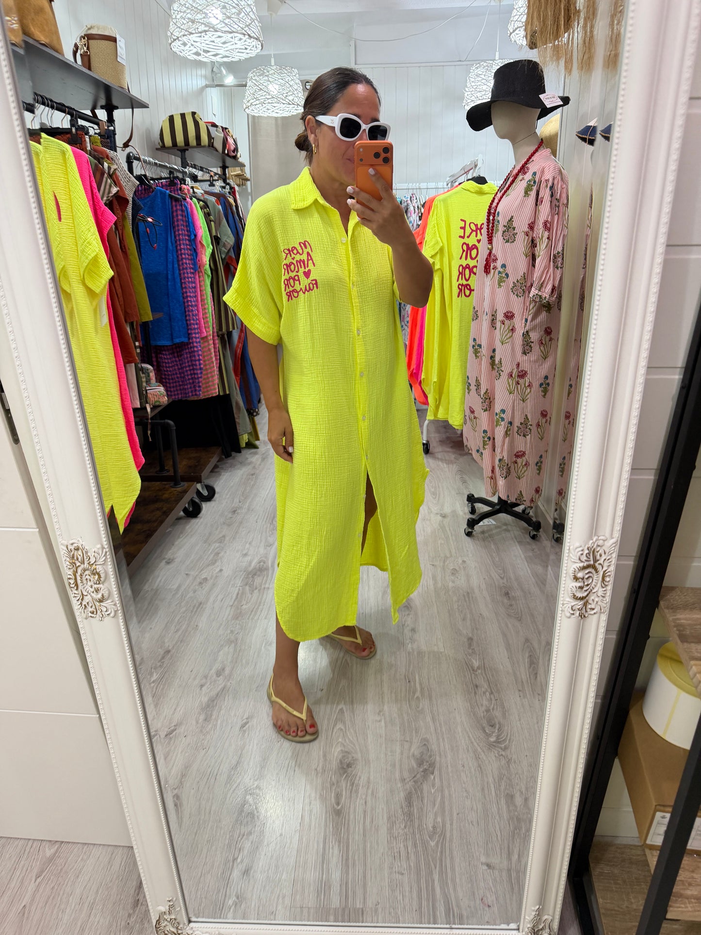 Vestido More Amor bambula amarillo fluor