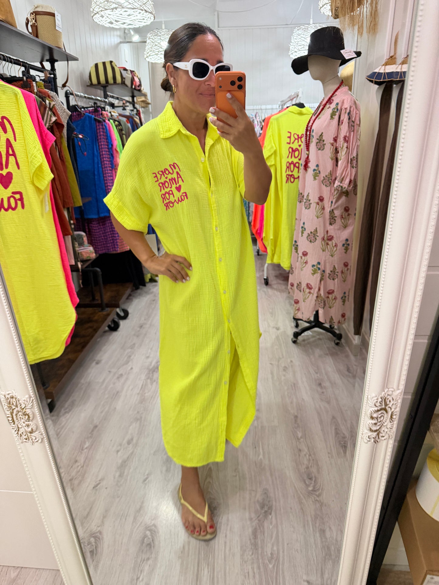 Vestido More Amor bambula amarillo fluor