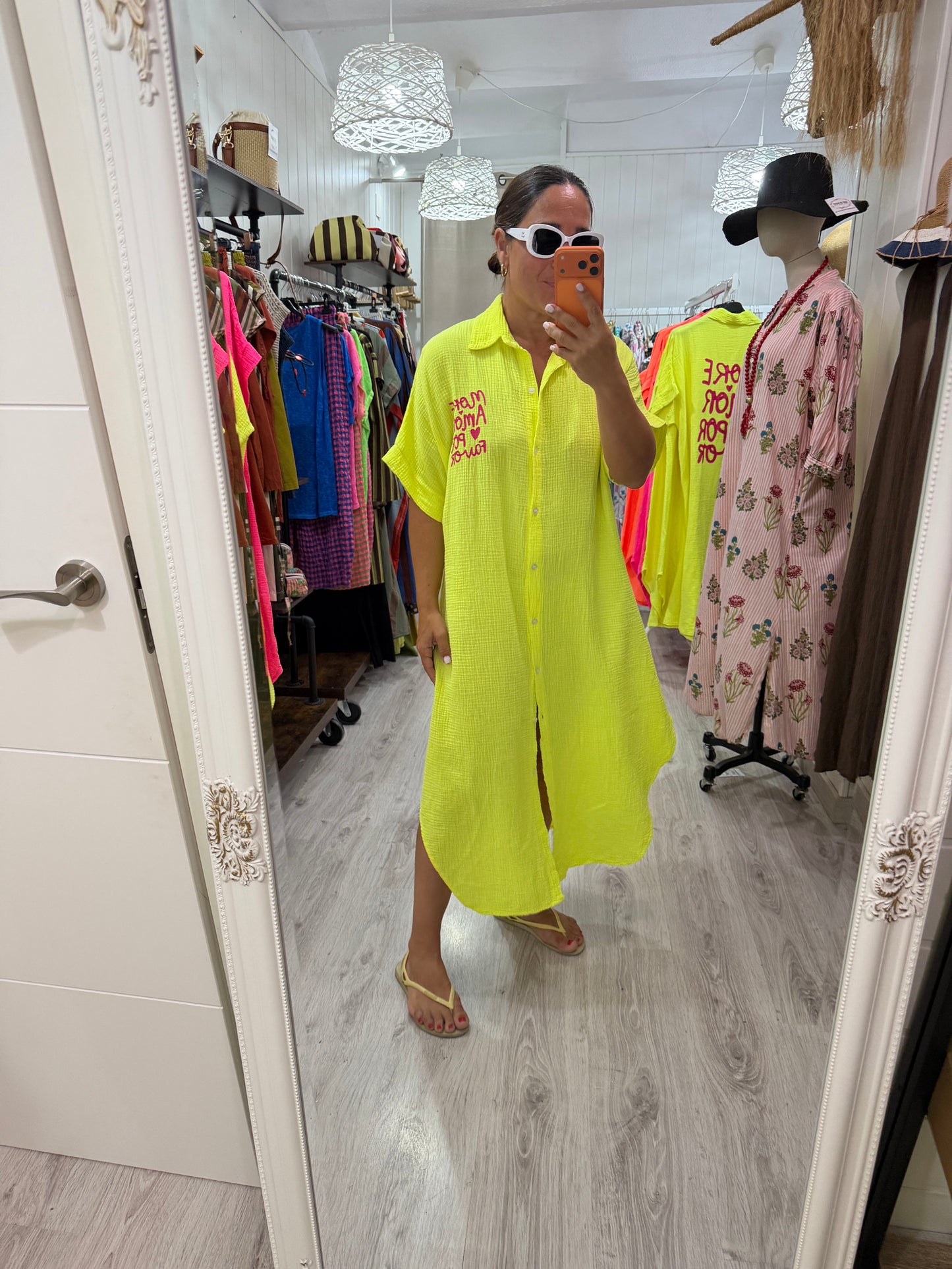 Vestido More Amor bambula amarillo fluor