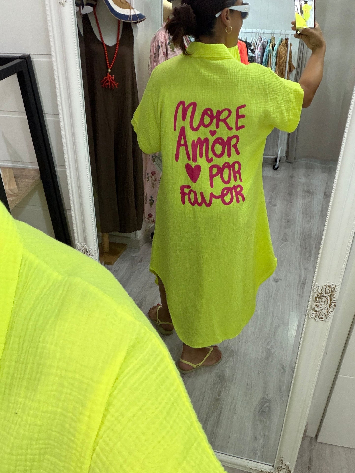 Vestido More Amor bambula amarillo fluor