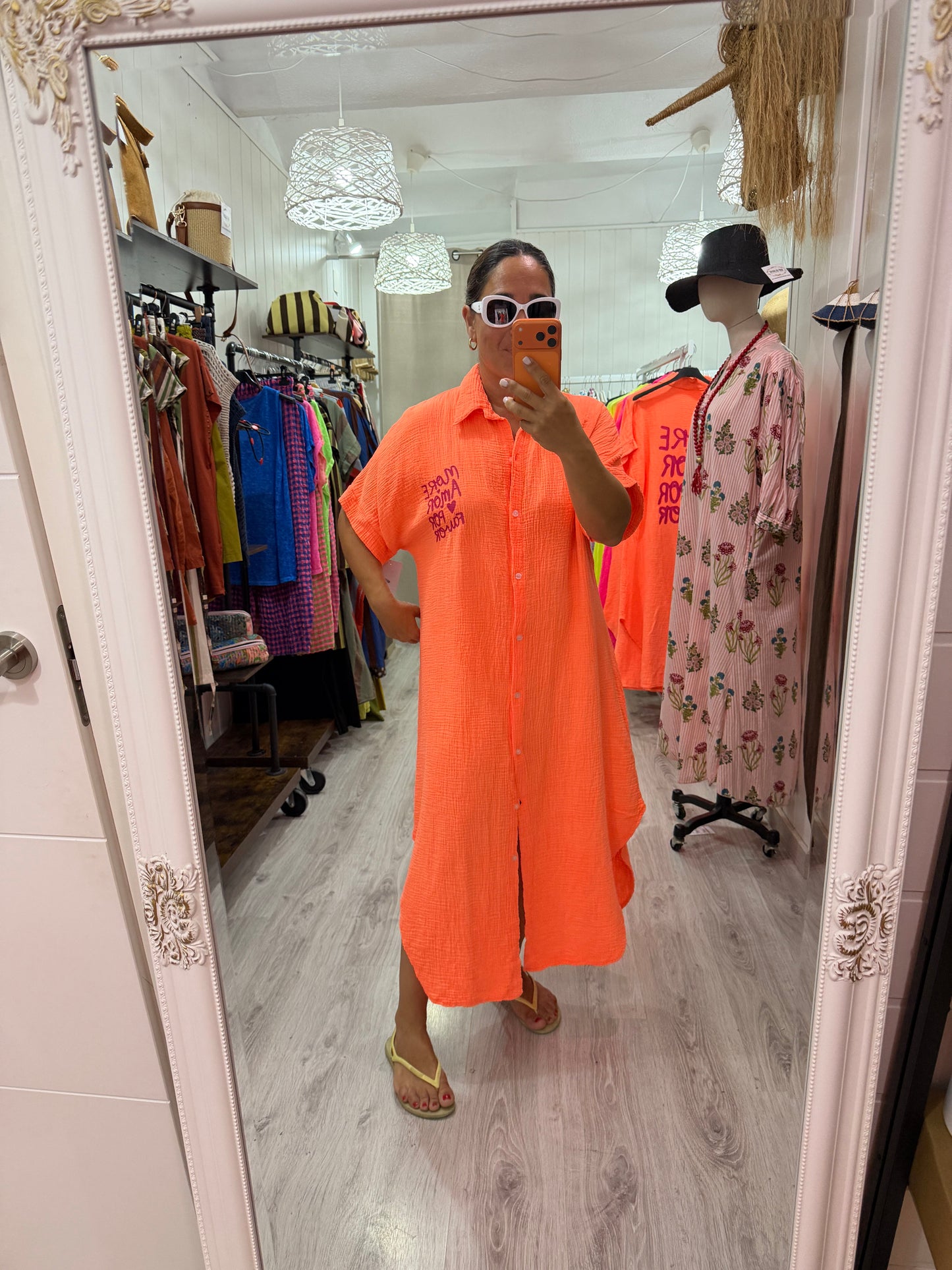 Vestido More Amor bambula naranja