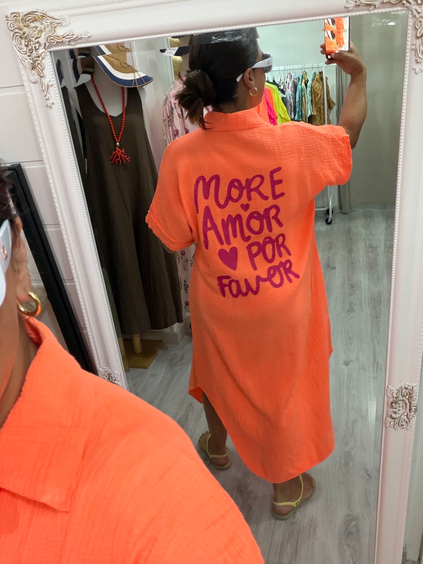 Vestido More Amor bambula naranja