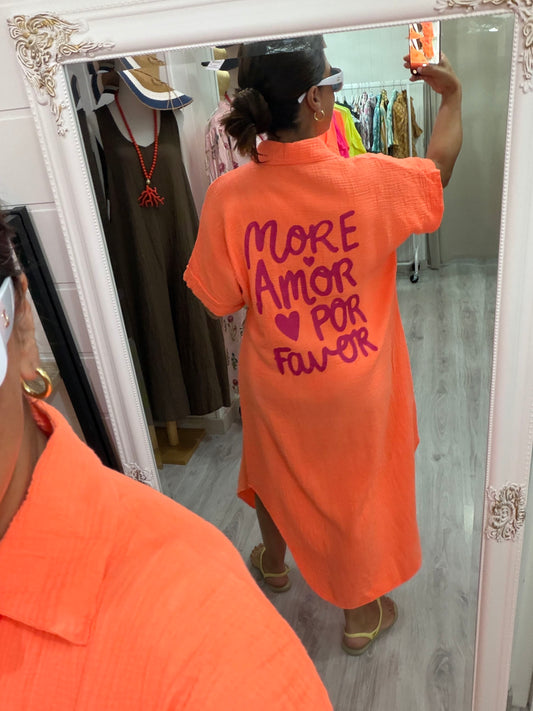 Vestido More Amor bambula naranja