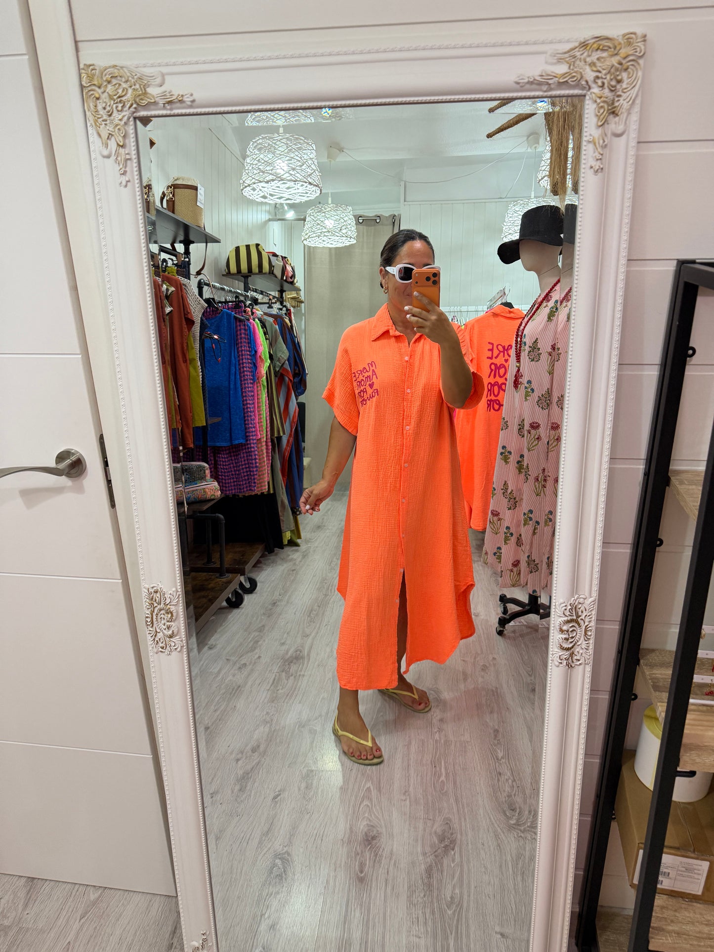 Vestido More Amor bambula naranja