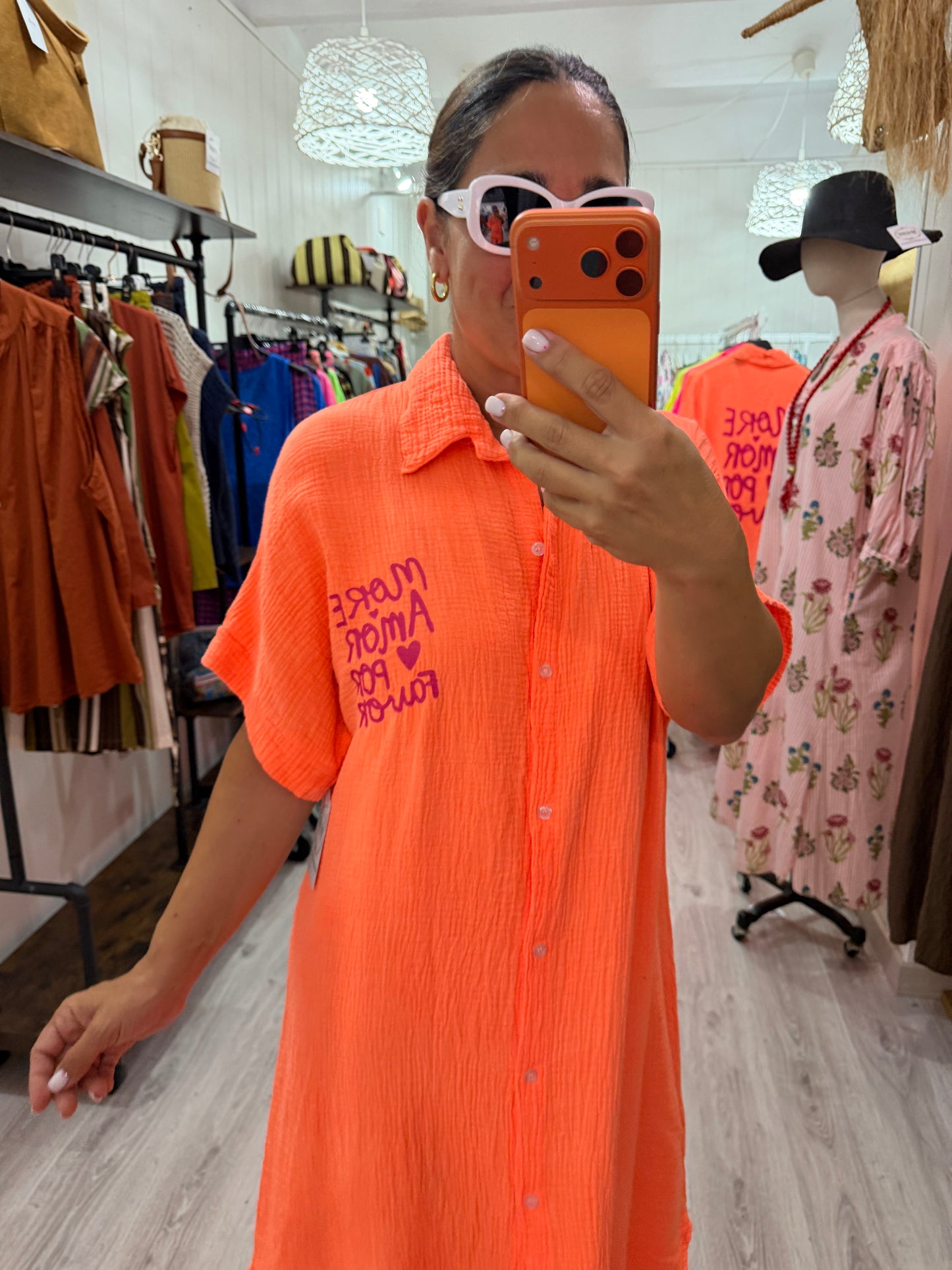Vestido More Amor bambula naranja