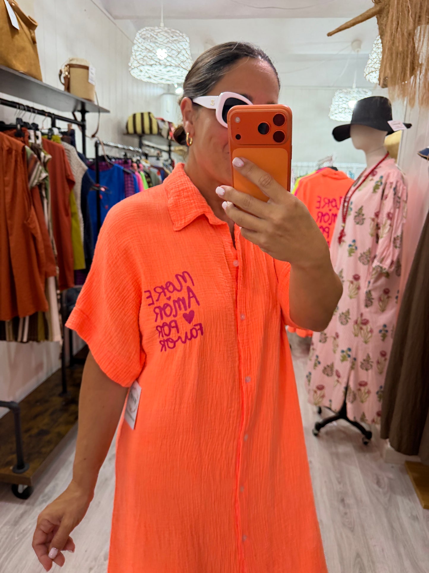 Vestido More Amor bambula naranja