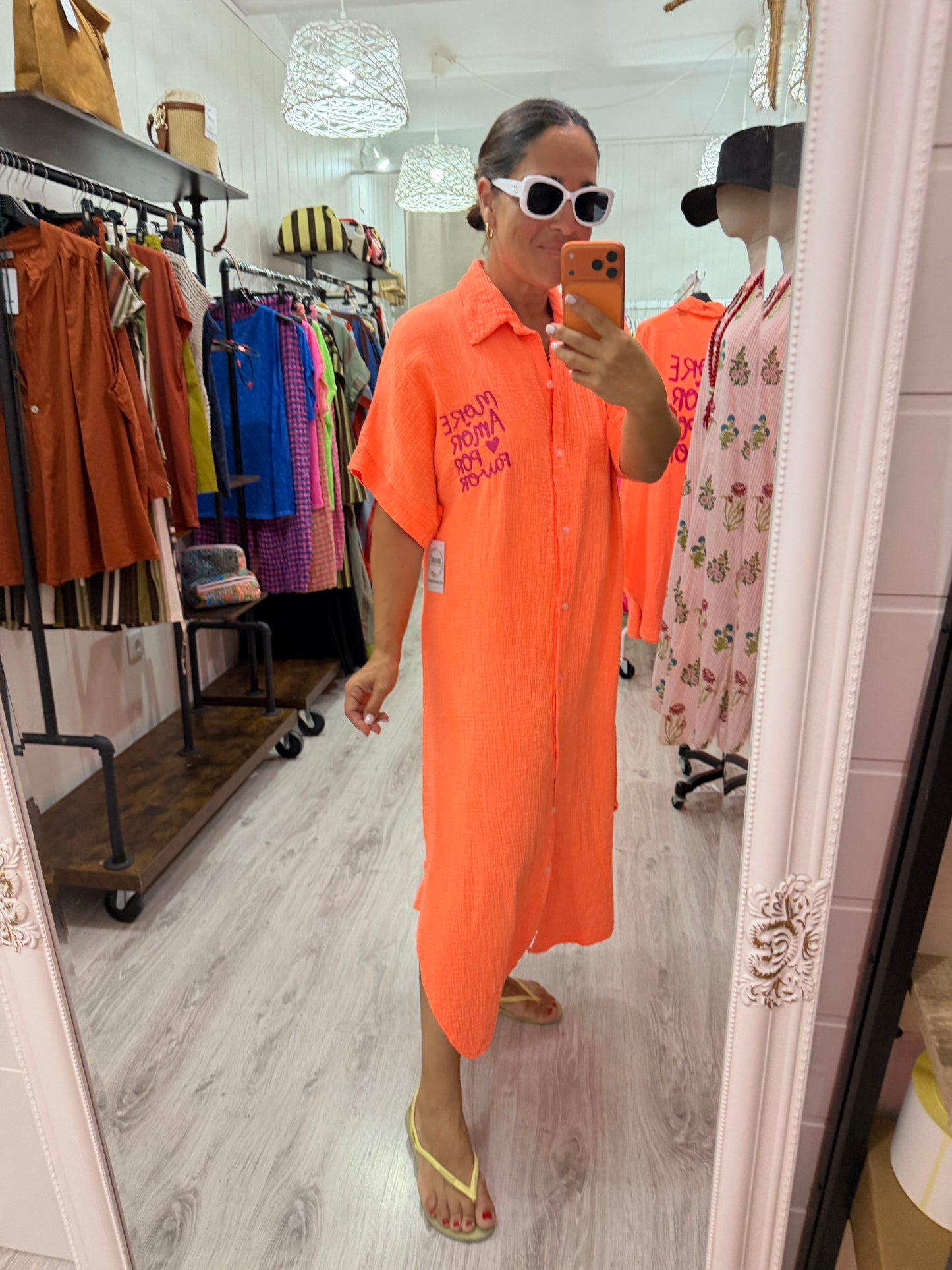 Vestido More Amor bambula naranja
