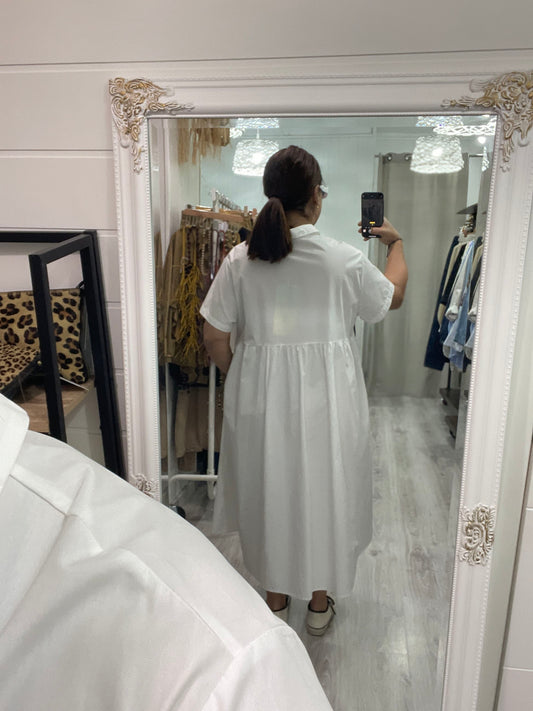 Vestido Floretes blanco y negro