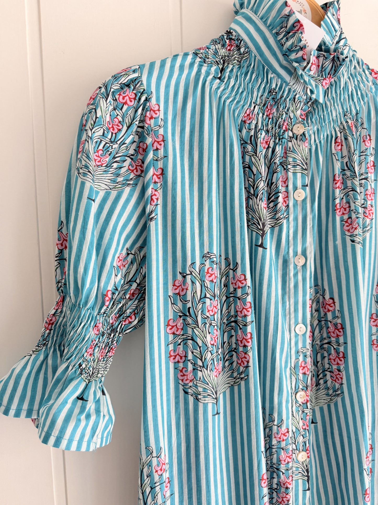 Vestido Sira largo · MIilrayas turquesa glicina