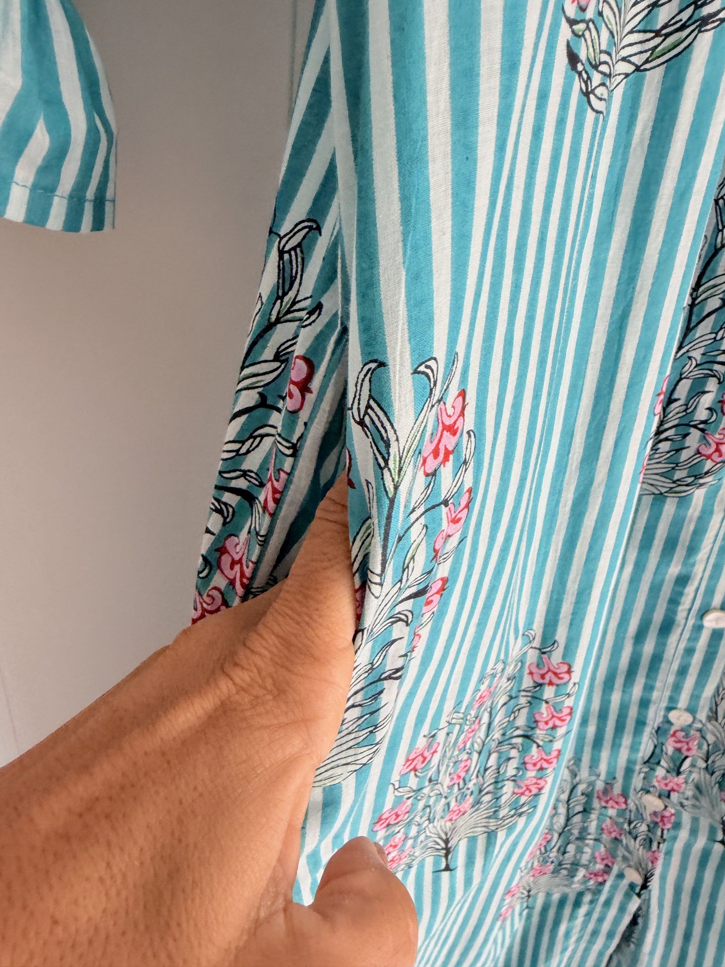Vestido Sira largo · MIilrayas turquesa glicina