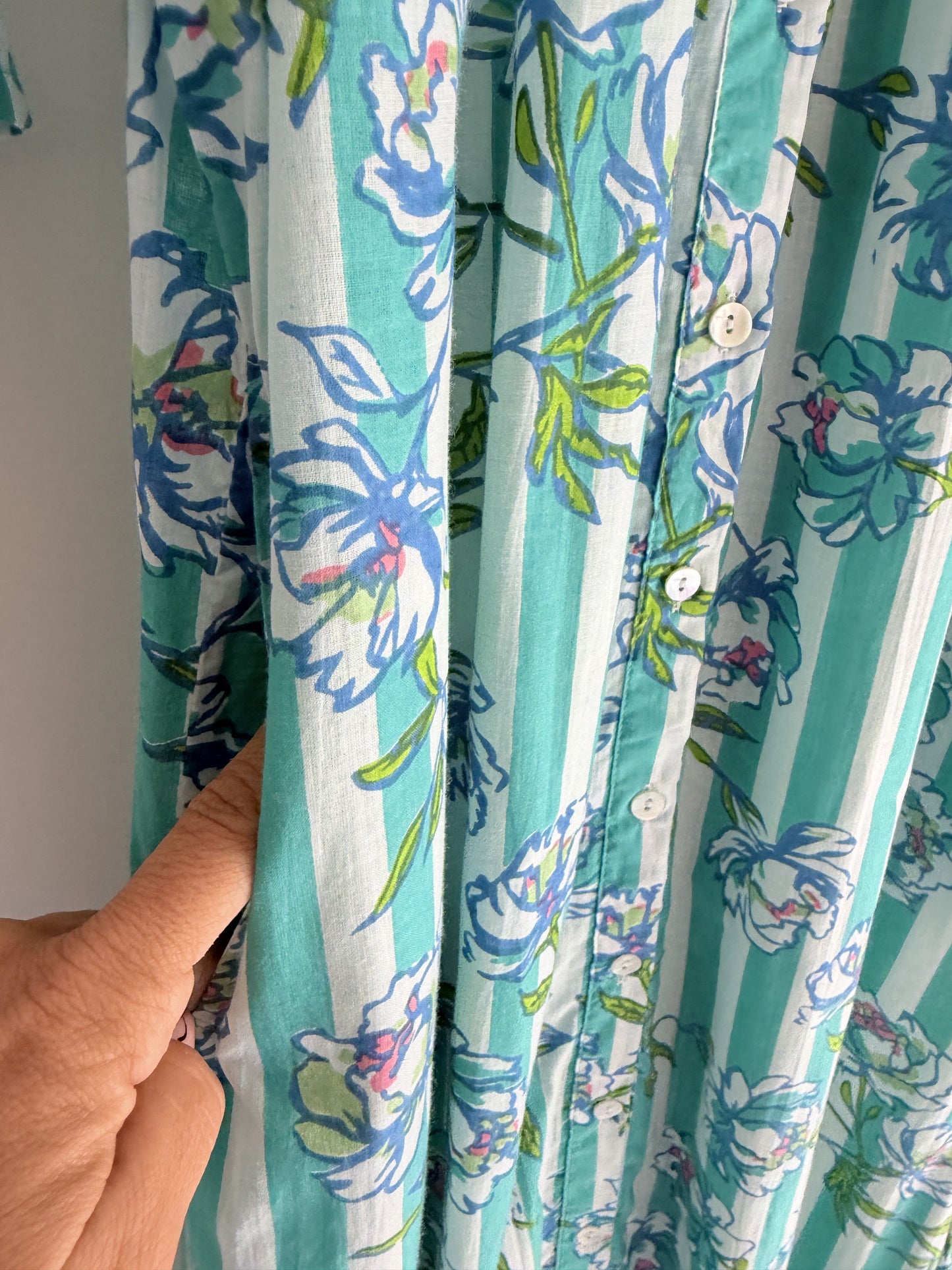 Vestido Sira largo · Turquesa peonías
