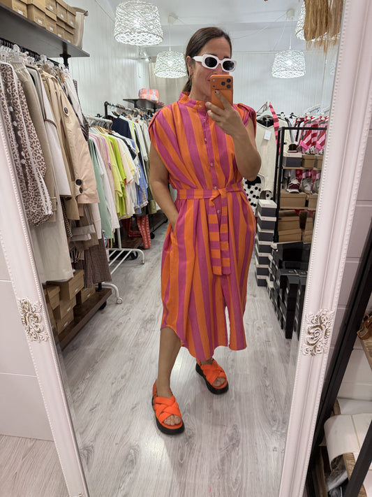 Kaftan Oversize Cascais fucsia y naranja