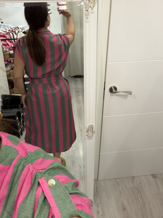 Kaftan Oversize Cascais fucsia y verde