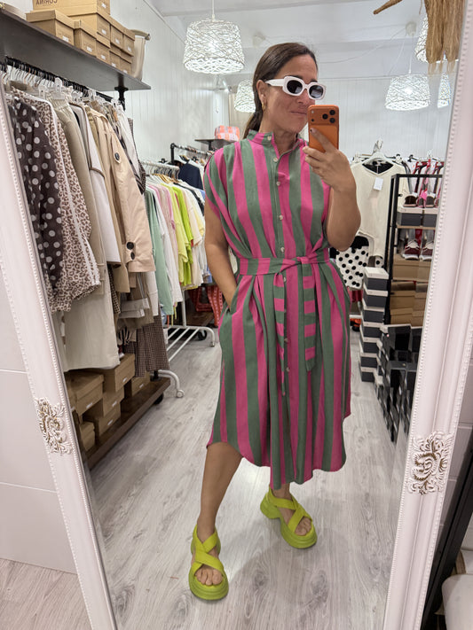 Kaftan Oversize Cascais fucsia y verde