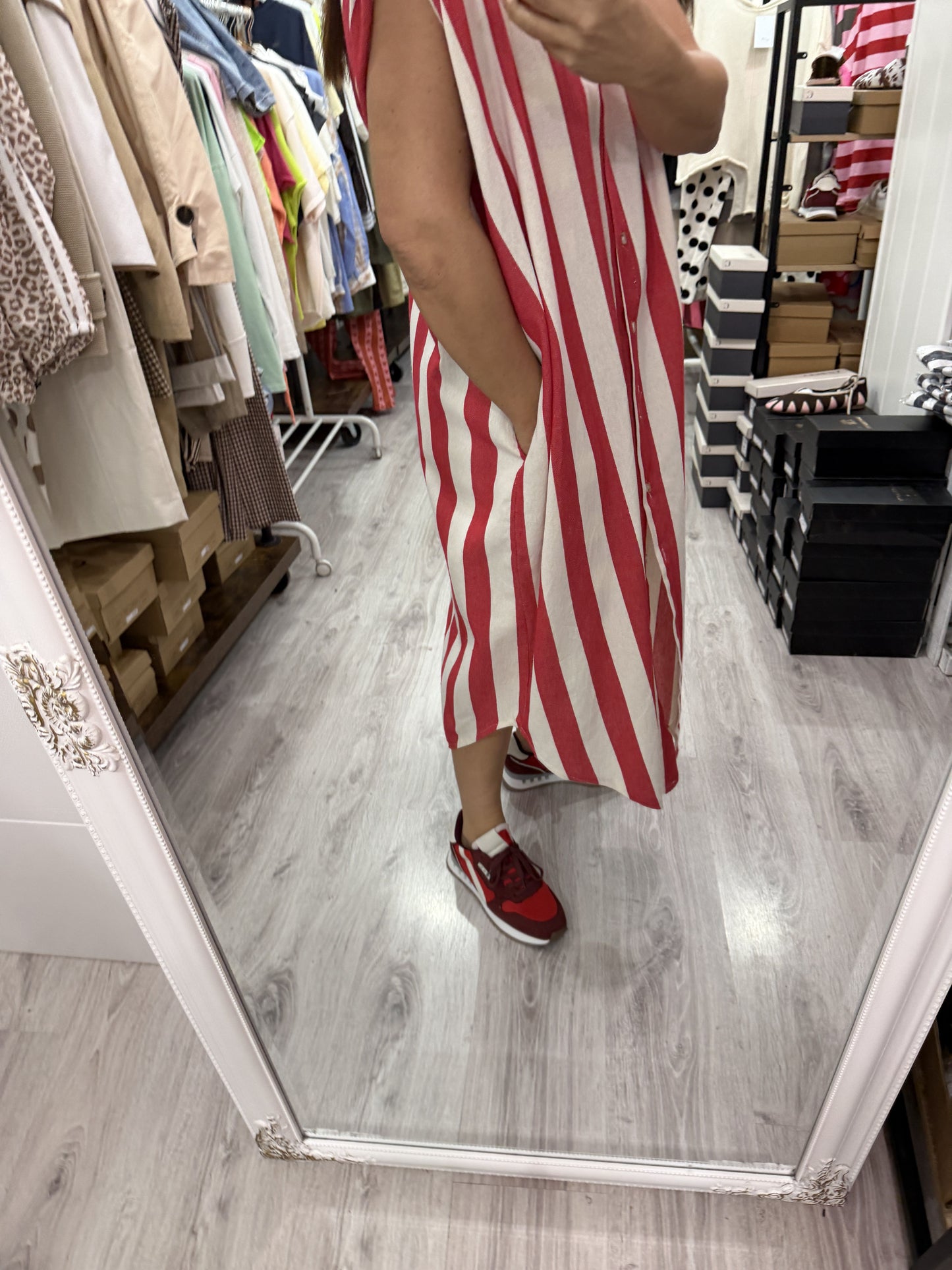 Kaftan Oversize Cascais rojo y blanco