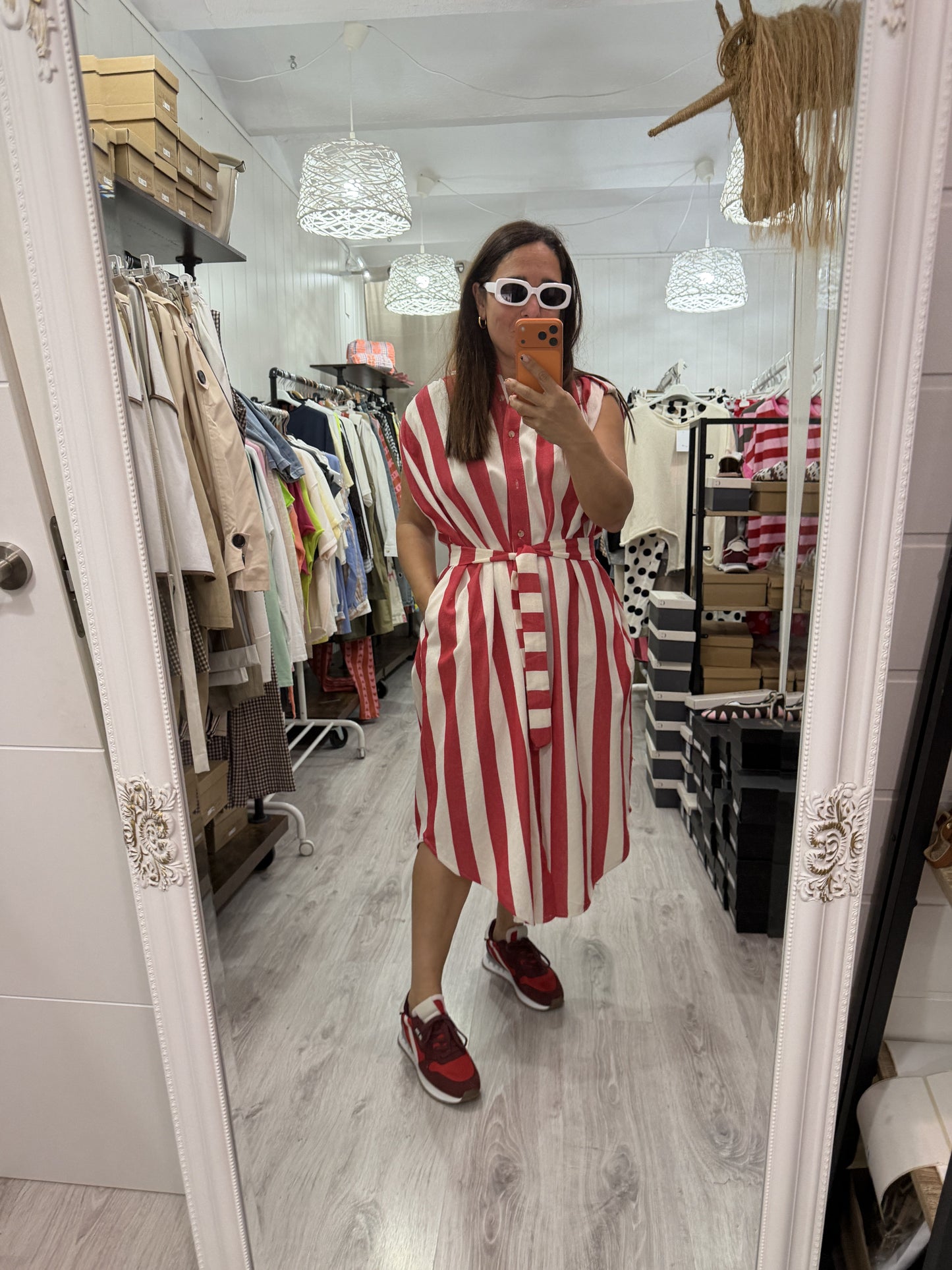 Kaftan Oversize Cascais rojo y blanco