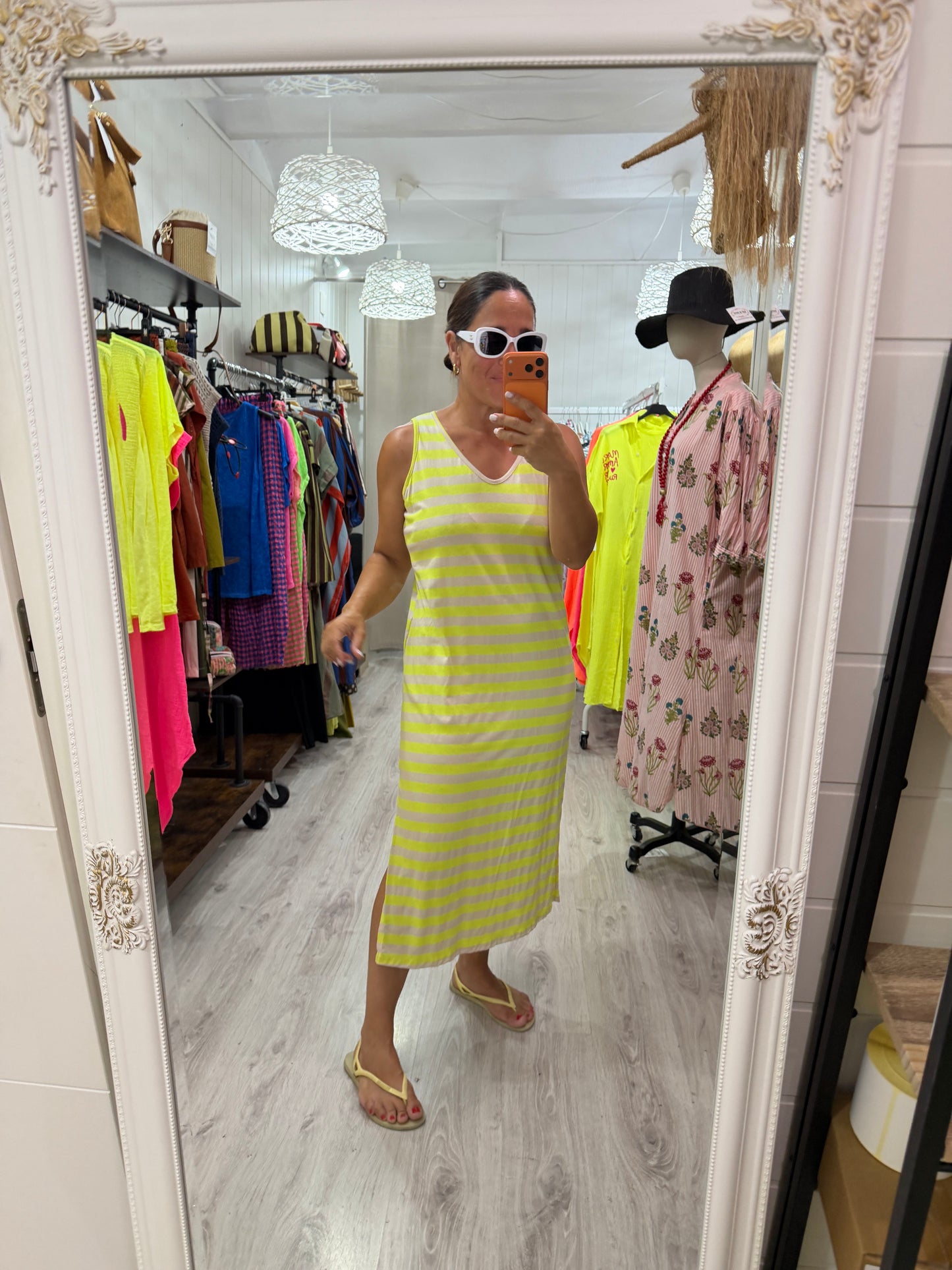 Vestido Marsella fluor y beige