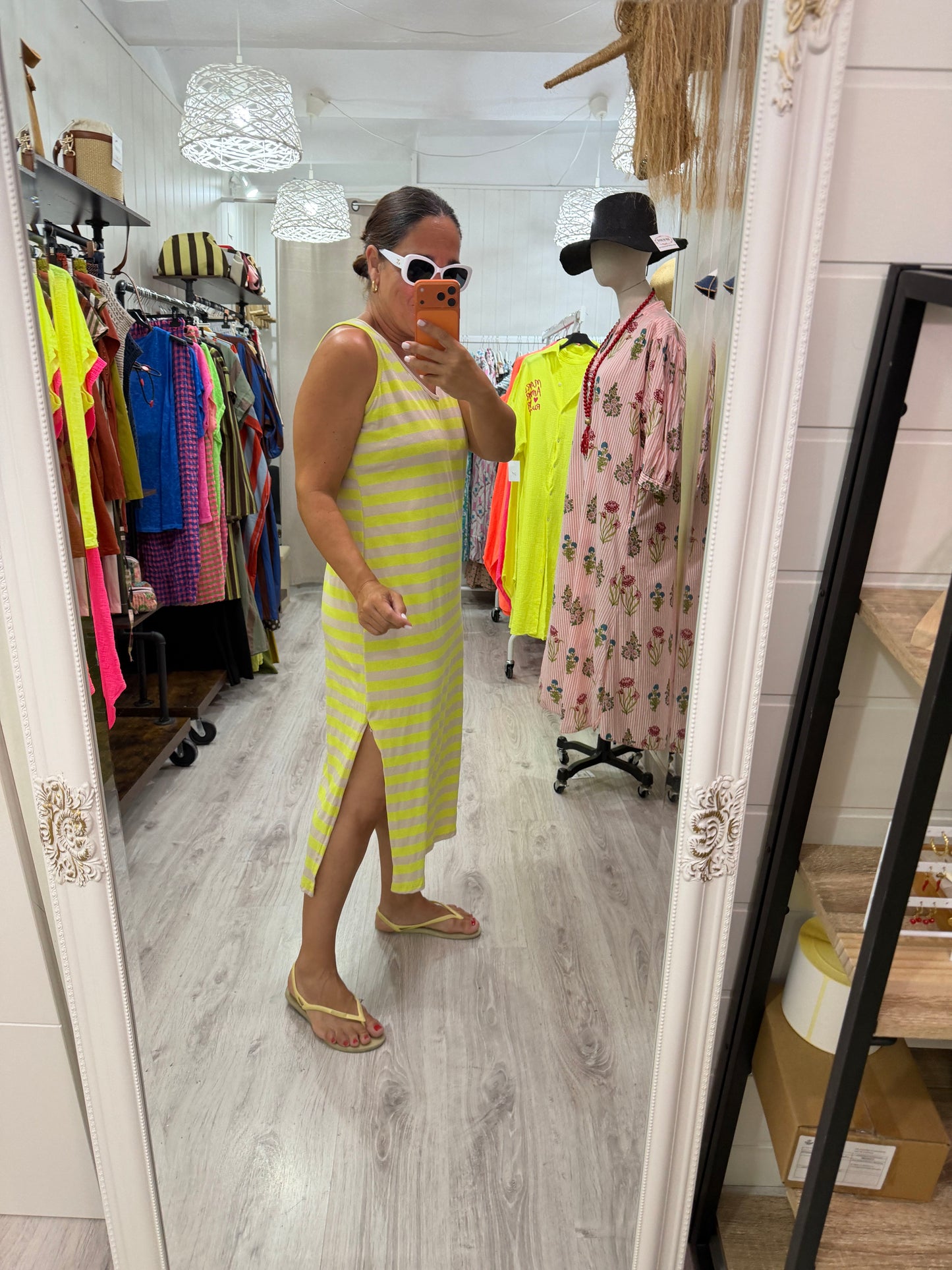 Vestido Marsella fluor y beige