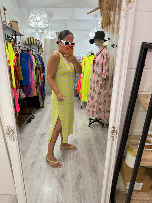 Vestido Marsella fluor y beige