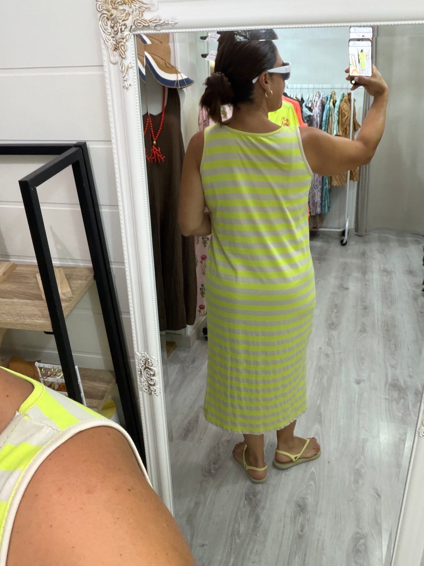 Vestido Marsella fluor y beige