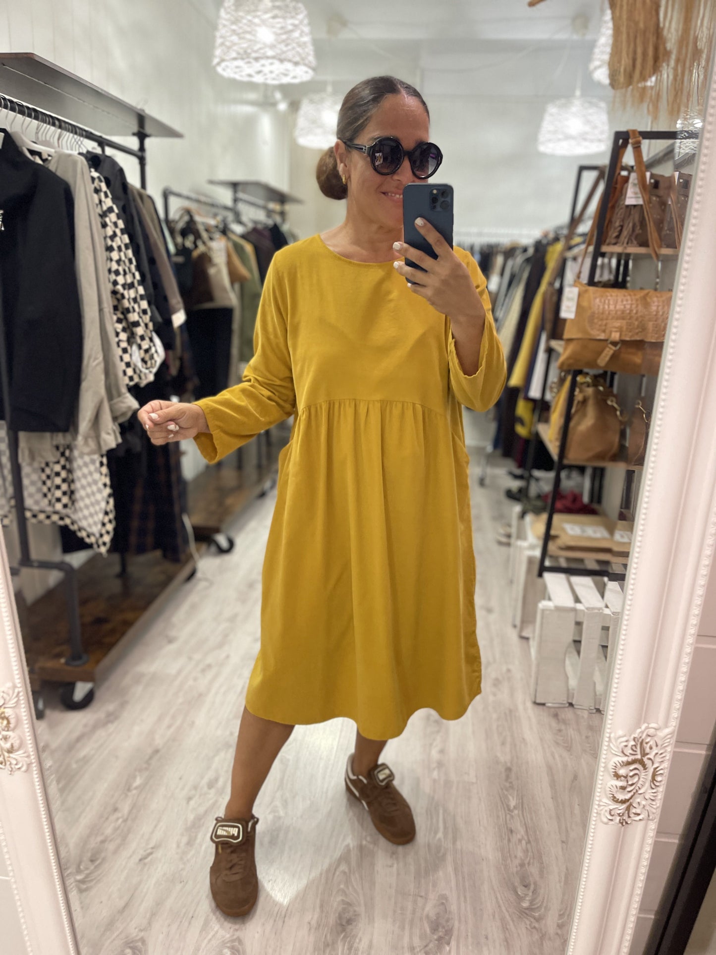 Vestido Matilda micropana mostaza