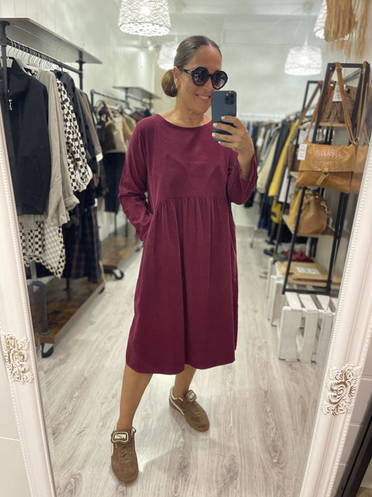 Vestido Matilda micropana burdeos